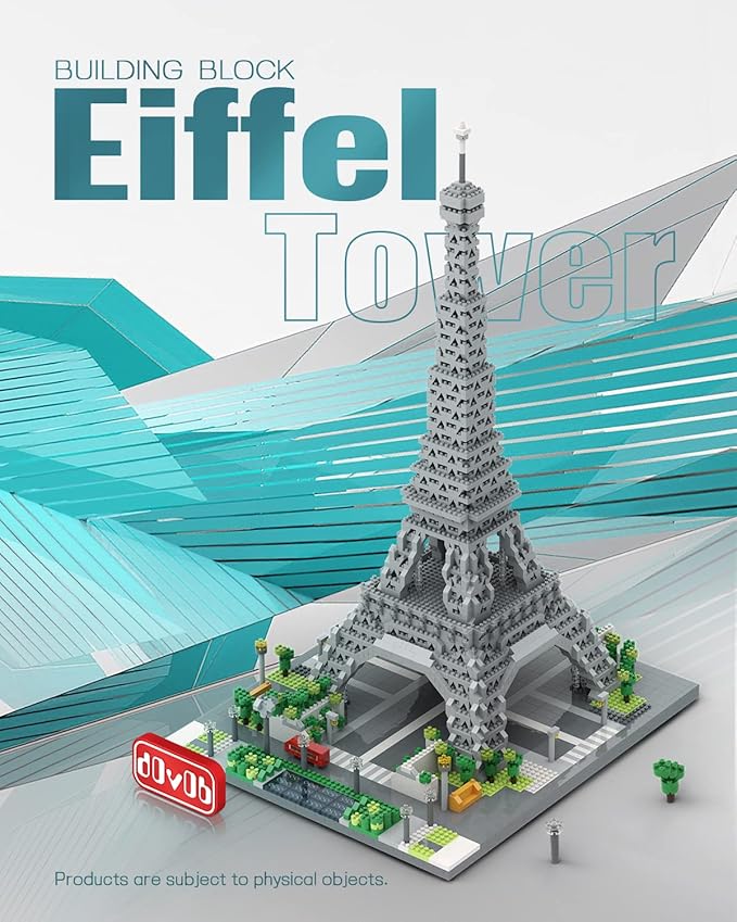 dOvOb Architecture Eiffel Tower Micro Blocks Set, 3369 Pieces Mini Bricks 3D Puzzle Toy, Gift for Adults and Kids