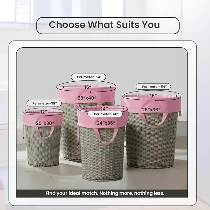 LFH Home Large Premium Cotton Canvas Laundry Bag with Drawstring and Handles Heavy Duty, Multi-Use, Washable for Home, Travel, College or Storage 28x40 (Pack of 4)-Pink