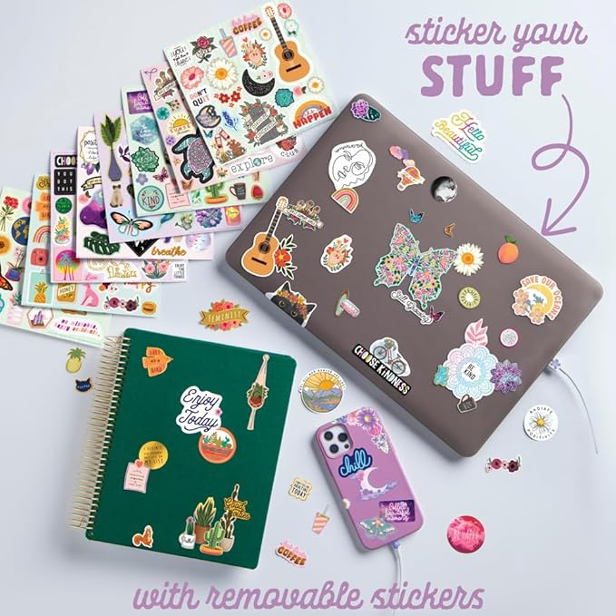 Craft Crush — Commitment-Free Removeable No Mess Stickers — Add to Laptops Phone Cases & More — Over 400 Stickers — For Ages 13 and Up