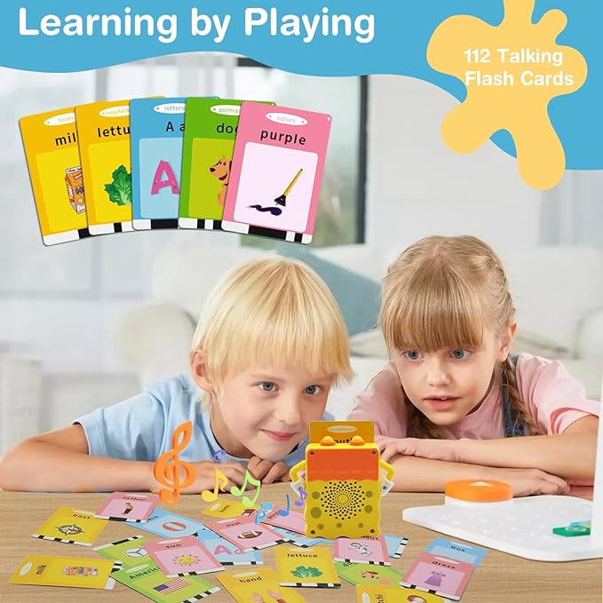 Talking Flash Cards,112 Cards with 224 Sight Words Kids Toddler Flash Cards Learning Toys,Educational Pocket Speech Autism Therapy Sensory Toys Gifts