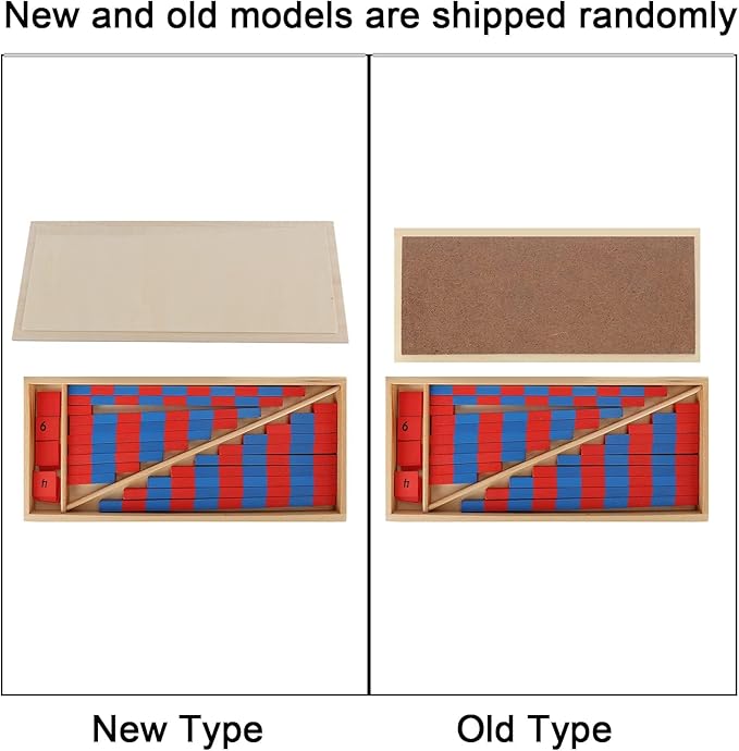 Jerliflyer Montessori Numerical Rods, Small Number Cuisenaire Rods,Wood Red Long Sticks Family Version Math Number Rods,Kid Education