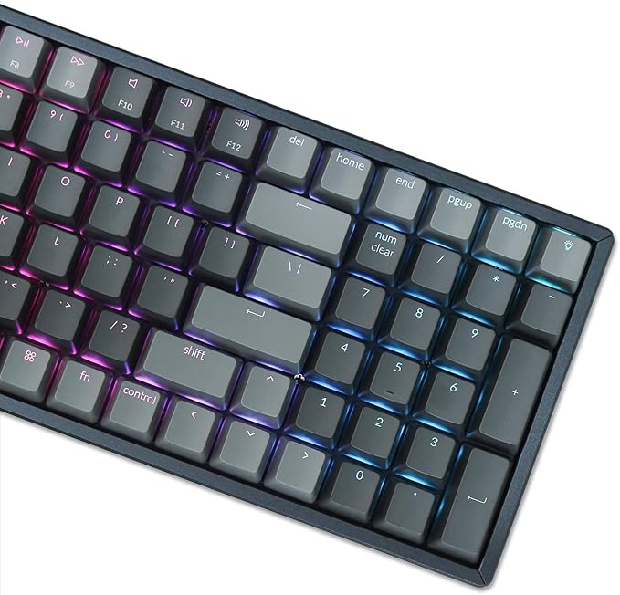 Keychron K4 Bluetooth Wireless Mechanical Keyboard RGB LED Backlit, Hot-swappable Compact 100 Keys USB Wired Computer Gaming Keyboard Aluminum Frame for Mac Windows, Gateron Blue Switch