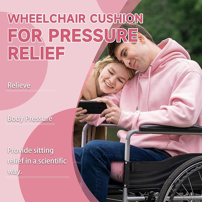 Anti-Slip Wheelchair Cushions, Bed Sore Cushions for Butt, Ergonomic Innovations Orthopedic Donut Pillow, Medical Seat Cushion for Sciatica, Back, Coccyx, Pressure Sore (Pink)