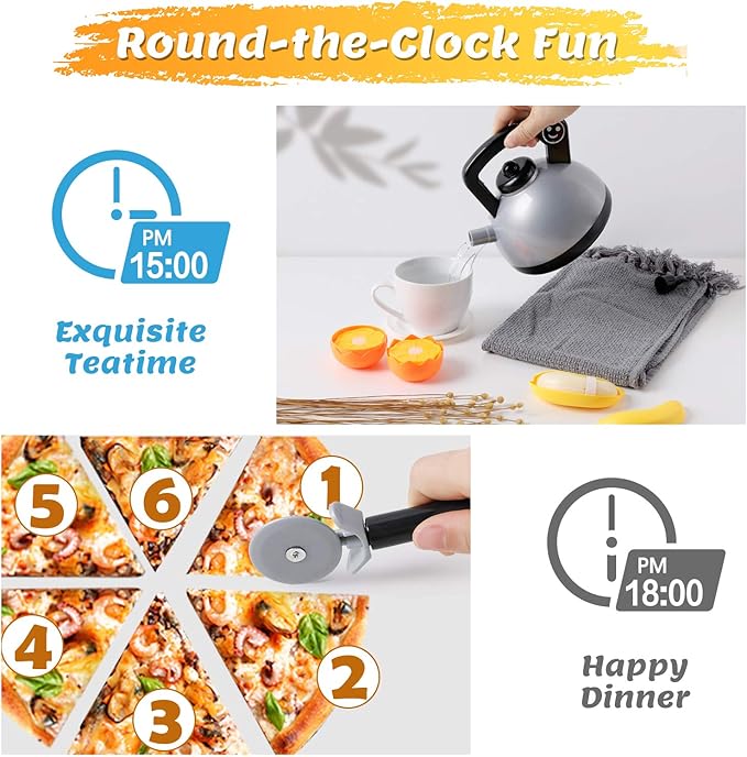 iPlay, iLearn Kids Kitchen Toy Accessories, Toddler Cooking Playset, Pretend Pots Pans Set, Girls Cookware Appliance, Child Cutting Food Utensils, Valentine's Easter Gift for 3 4 5 Years Old Boys-Gray