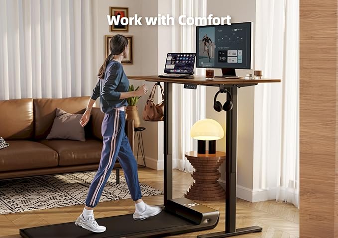 YDN Electric Standing Desk Adjustable Height, 55 x 24 Inches Stand up Desk with Cable Management, Home Office Desks with Splice Board & Black Frame, Rustic Brown Top