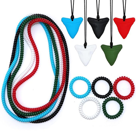 Sensory Chew Necklaces for Boys Girls, 15 Pack Stretchy Chewy Necklace Coil Bracelets for Kids with Autism Anxiety ADHD SPD, Sensory Chew Toys Reduce Chewing Biting Fidgeting for Adult Chewer