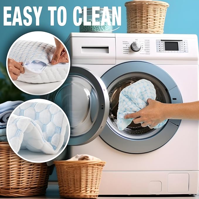 alkamto Cooling Shredded Memory Foam Pillow – Adjustable Gel for Personalized Support – Double-Sided Ice Silk & Soft Rayon – Lightweight, Compressible (White) (Queen)