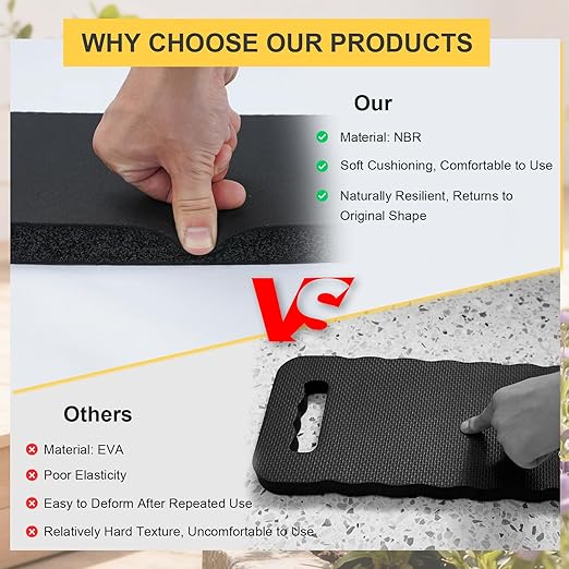 MELOTOUGH Garden Kneeling Pad, 1" Thick Soft NBR Foam Kneeling Pads for Gardening, Cleaning, Work - Lightweight & Comfortable, 15.75"x7.2" (Black)