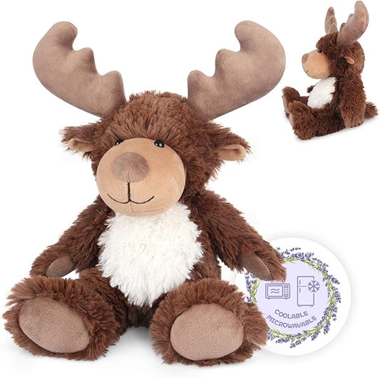Heatable & Coolable Moose Stuffed Animal, Plushies Microwavable Heating Pad for Soothing & Relaxation, Lavender Scent Stuffed Plush Toys for Stress Relief, Christmas Stuffed Animals Gifts