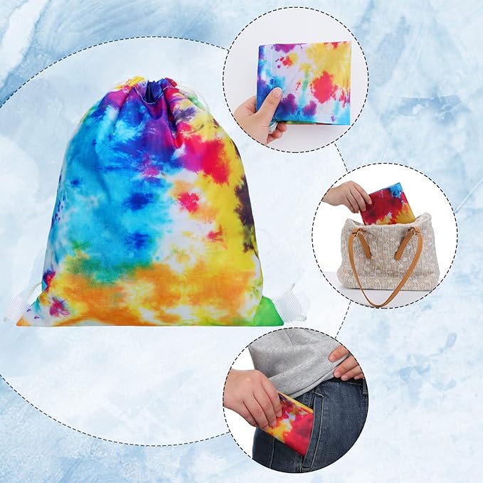 CHENGU 36 Pcs Tie Dye Camouflage Party Kit Camo Drawstring Bag Bulk Camouflage Military Rubber Keychain Silicone Camo Bracelet for Adult Kid Travel Paintball Camping Birthday Party Supplies (Tie Dye)
