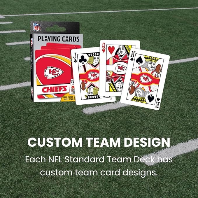MasterPieces - NFL Playing Cards, Officially Licensed Kansas City Chiefs Football Deck, Family Games for Adults and Kids, Standard Index