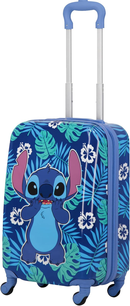 FUL Disney Stitch 21 Inch Kids Carry On Luggage, Hardshell Rolling Suitcase with Spinner Wheels, Blue