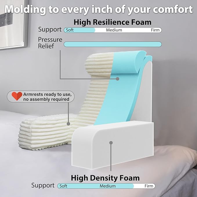 ENITYA Back Pillow for Bed Sitting up, Reading Pillow for Sitting in Bed Adult, Back Support Chair Pillow for Sitting up Reading/Resting/Post Surgery/Watching TV/Gaming,Ivory