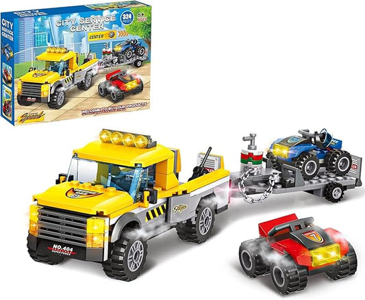 City Race Buggy Transporter Building Set,324 PCS 3 in 1 City Service Truck Cars Building Blocks Kit,STEM Vehicles Toys,Construction Playset Birthday Xmas Gifts for Kids Boys 6 7 8 9 10-Year-Old