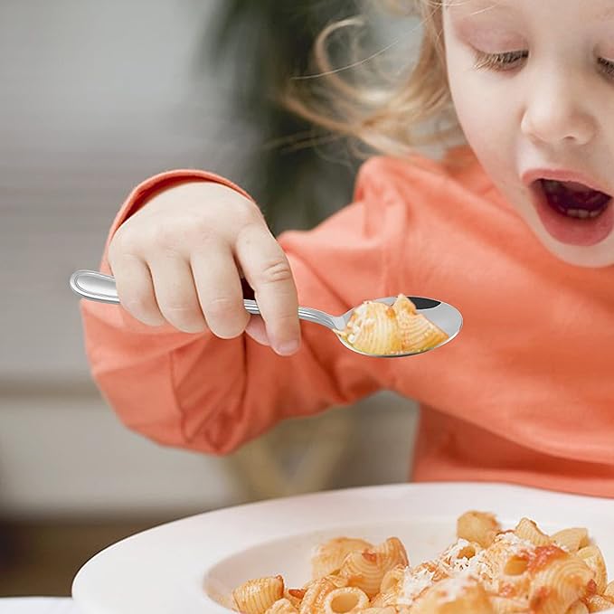 LIANYU 16-Piece Kids Childrens Silverware Set, Include 8 Kids Spoons and 8 Kids Forks, Stainless Steel Toddler Utensils Flatware Set, Child Cutlery for Home Preschools, Dishwasher Safe