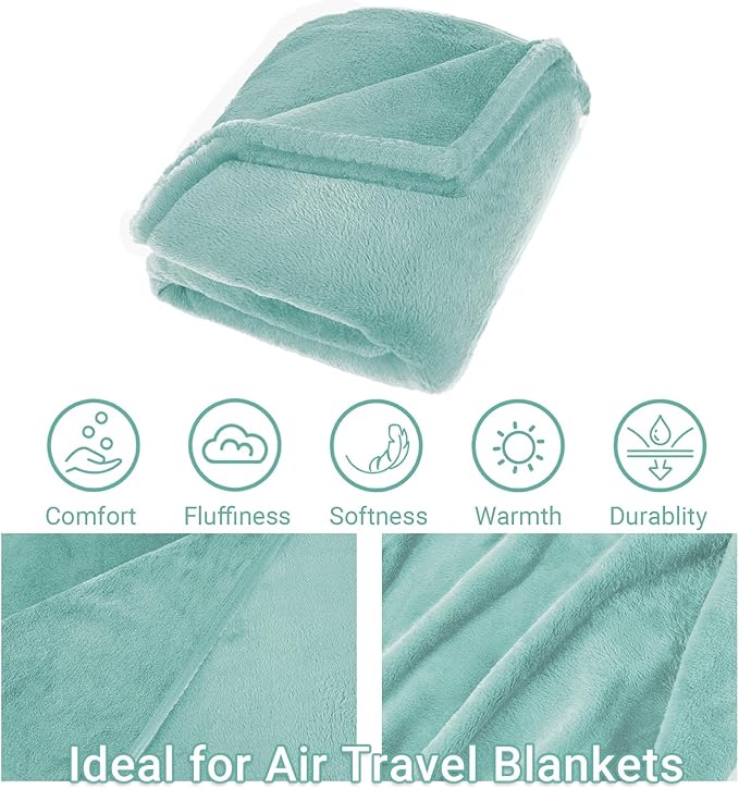 CLEXION Travel Blanket & Pillow Set, 300 GSM Soft Fleece, 60x43 Inches, 3-in-1 Airplane Blanket, Travel Pillow and Blanket Set, Travel Blanket Airplane Compact with Bag, Travel Essentials,Mint Green