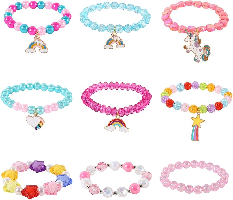 Bracelets Sets for Girls,Friendship Bracelet,Colorful Stretch Friendship Bracelets Gift for Girl Party Favors