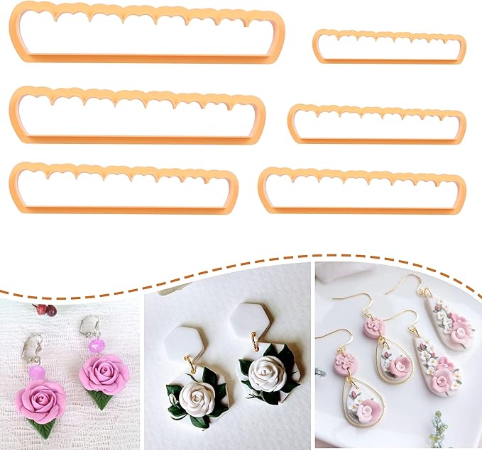 Puocaon Rose Petal Clay Cutters - 6 Pcs Clay Cutters for Polymer Clay Jewelry, Basic Clay Cutters for Flower Polymer Clay Jewelry Making, Polymer Clay Tools for Rose Flower Clay Jewelry