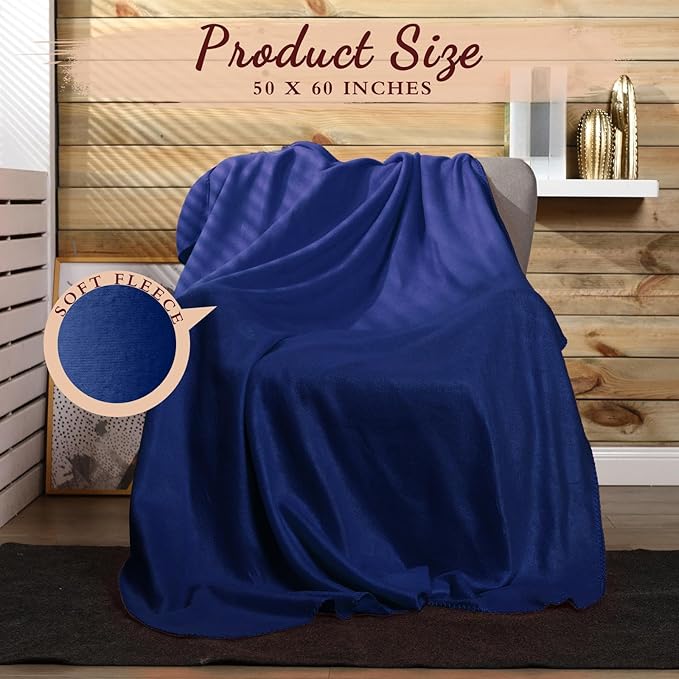 Buryeah 10 Pcs Fleece Blanket Bulk Soft Warm Fleece Blankets Cozy Lightweight Throw Blankets Plush Pet Throw Blanket for Home Bed Sofa Office Wedding Gifts Travel(50" X 60",Blue)