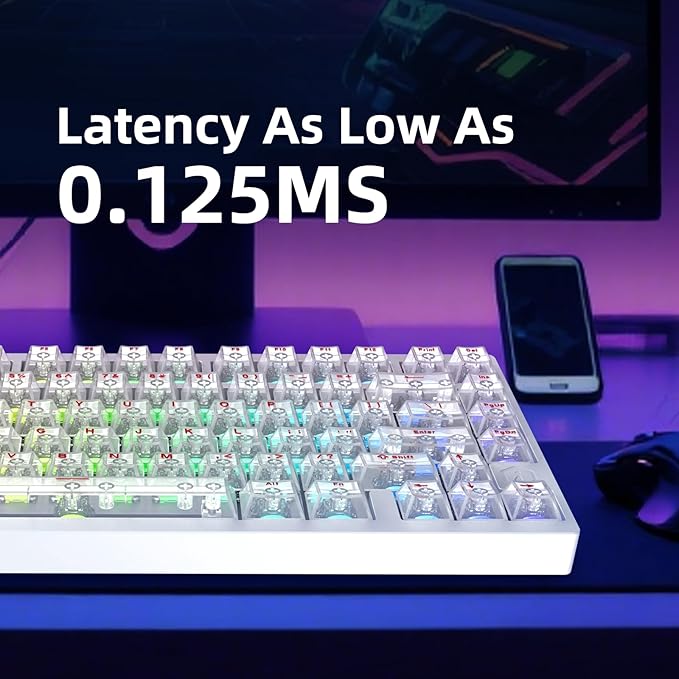 MG75MAX 81 Keys Wired Magnetic Switch Keyboard, 256KHZ Single Key Scan Rate, PCB Nano-Coating Waterproof, Hall Effect, 8KHZ/ARGB/CNC Aluminum Gaming Keyboard(White)