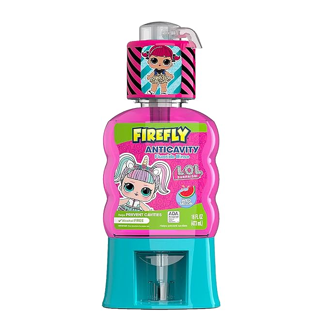 Firefly Kids Anti-Cavity Fluoride Rinse, L.O.L. Surprise!, Wild Melon Flavor, Alcohol Free Formula, ADA Accepted, Helps Prevent Cavities, 16 Ounce