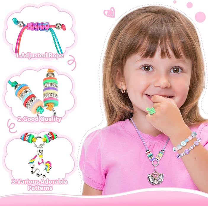 48 Pieces Girls Jewelry Set Adjustable Bracelets Necklaces and Rings Set Pretend Dress up Play Jewelry Party Favors Birthday Gifts for Little Girls Kids Toddler Child Friendship
