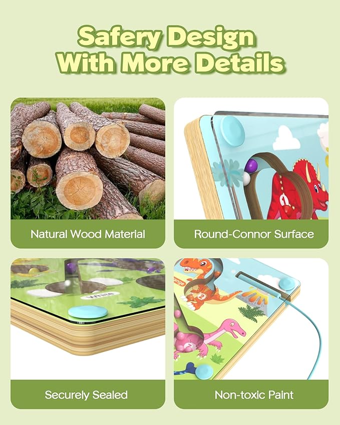 Magnetic Color and Number Maze, Montessori Busy Toys for 2 3 4 5 Year Old, Wooden Puzzle Activity Board, Learning Educational Toddler Toy for Kids 3 4 5 Year Old, Toddler Travel Toys for Preschoolers
