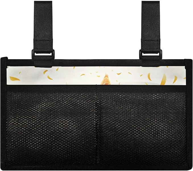 ZOUTAIRONG Sunflower Kitten Wheelchair Bag Side Arm Bag Walker Accessories Armrest Organizer Storage Pouches Walker Bag for Electric Wheel Chair Walkers Adults, Seniors