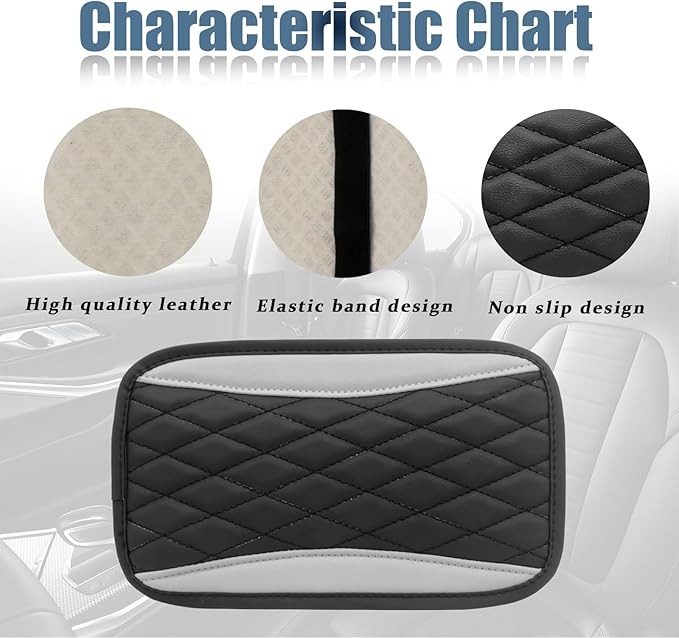 Car Center Console Cover, Universal Leather Waterproof Armrest Seat Box Cover Protector, Comfortable Car Decor Accessories Fit for Most Cars, Vehicles, SUVs-Gray