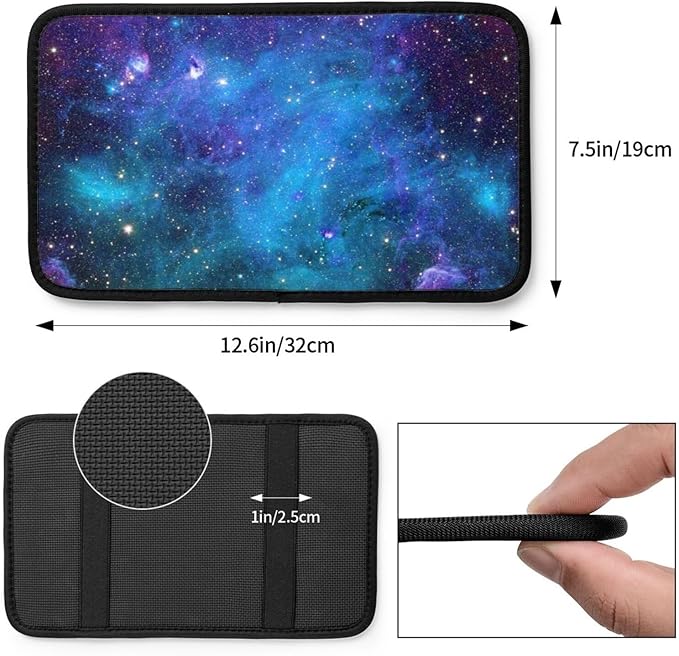 DORKEIXIA Abstract Blue Outer Space Galaxy Star Auto Center Console Armrest Pad Universal Car Center Console Cover Seat Box Cover for Sedan, Van, SUV, Truck Car Accessorie