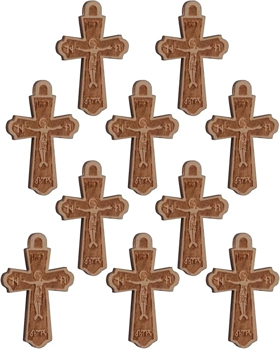 COTTVOTT Wooden Christian Jesus Cross/Orthodox Crucifix Charms Pendants for Rosary Necklace, DIY Jewelry Making Accessories Parts