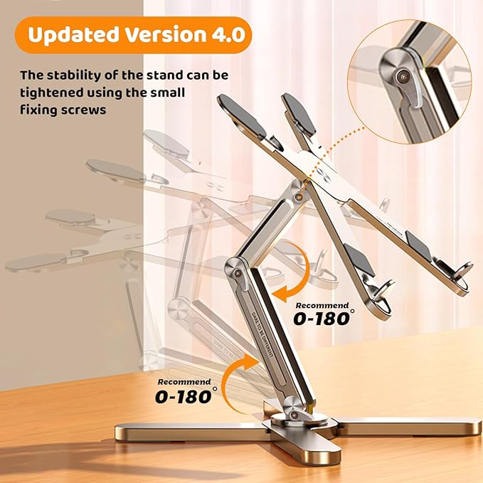 Laptop Stand with 360 Rotating Base, Computer Notebook Laptop Riser Metal Holder for Desk Collaborative Work, Fully Foldable for Easy Storage, Fits All MacBook, Laptops up to 16 inches