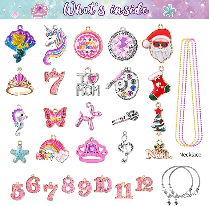 Charm Bracelet Making Kit & Unicorn/Mermaid Girl Toy- ideal Crafts for Ages 8-12 Girls who Inspire Imagination and Create Magic with Art Set and Jewelry Making Kit