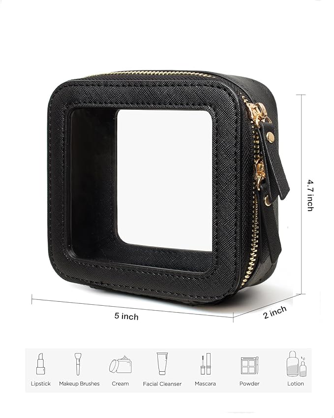 FFpaw Travel Clear Makeup Bag Set, TSA Approved Cosmetic Bag Case with Zipper Portable Makeup Pouch Toiletry Bag Women Traveling Cosmetic Organizer Storage Bag Car Organizer Car Essentials for Women
