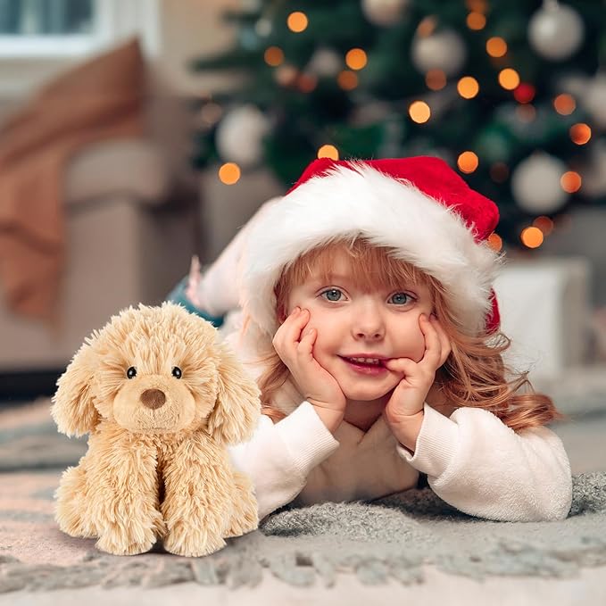 Warmable Golden Retriever Plush Toy, Microwavable Stuffed Animal Heating Pads for Period & Stress Relief, Lavender Dog Stuffed Animal for Anxiety, Bedtime, Puppy Plushie Gifts for Kid Women