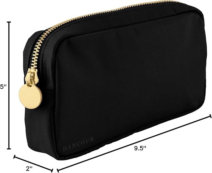 DANCOUR Nylon Makeup Bags for Women Large Preppy Travel Toiletry Pouch Cosmetic Bag Makeup Organizer