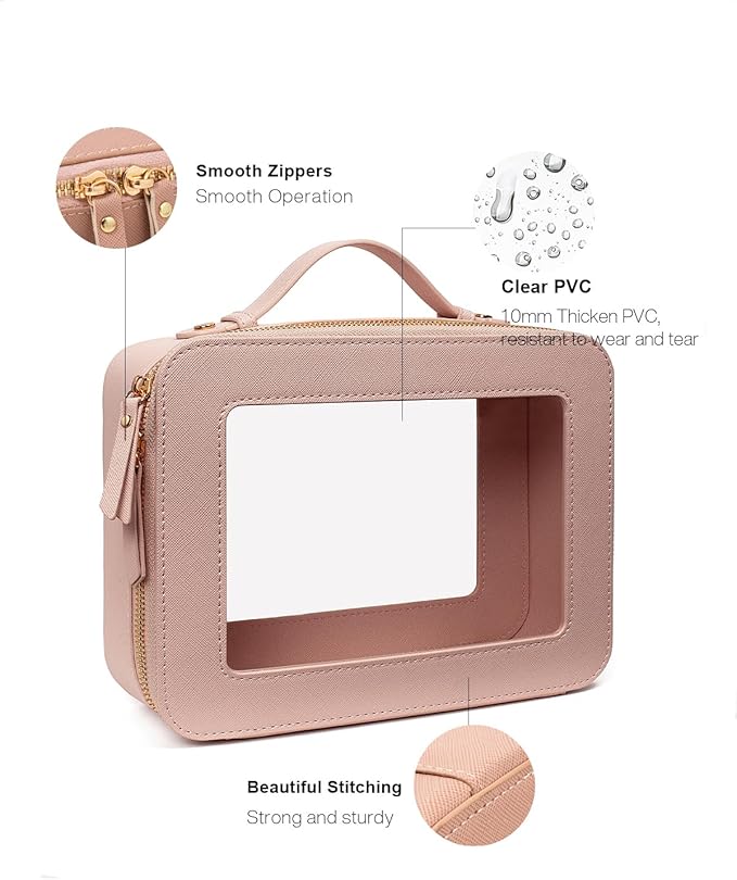 Clear Makeup Bag Small, TSA Approved Portable Toiletry Bag with Zipper Cosmetic Travel Bag Makeup Organizer Case Mini Makeup Pouch for Purse Car Organizer Bag for Women Men