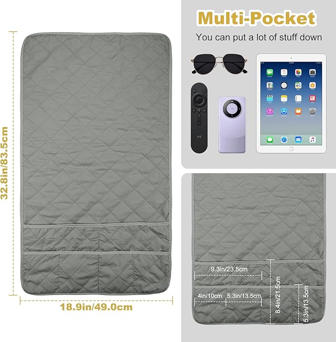 Remote Control Holder for Recliner,Armchair Caddy,Non Slip Sofa Armrest Storage Organizer for Recliner Couch with 6 Pockets for TV Remote,Cell Phone,Magazine (Grey)