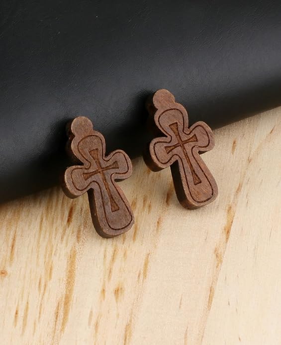 COTTVOTT Wooden Christian Jesus Cross/Orthodox Crucifix Charms Pendants for Rosary Necklace, DIY Jewelry Making Accessories Parts