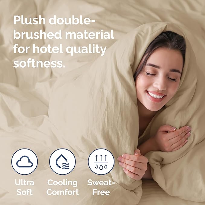 Duvet Cover Cal King Size Set - Extra Soft Cal King Size Duvet Cover 104 x 98 with 2 Pillow Shams - Hotel Luxury Easy Care & Fade Free w/Zipper Closures & Ties - Comfy Breathable Bedding Set (Cream)