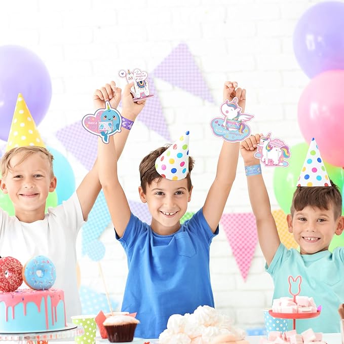 40Pack Valentines Day Greeting Cards and Bracelets for Kids Unicorn Valentines Day Gifts with Wristband Unicorn Cards for Valentines Day Party Decorations Supplies School Classroom Exchange Gift Set