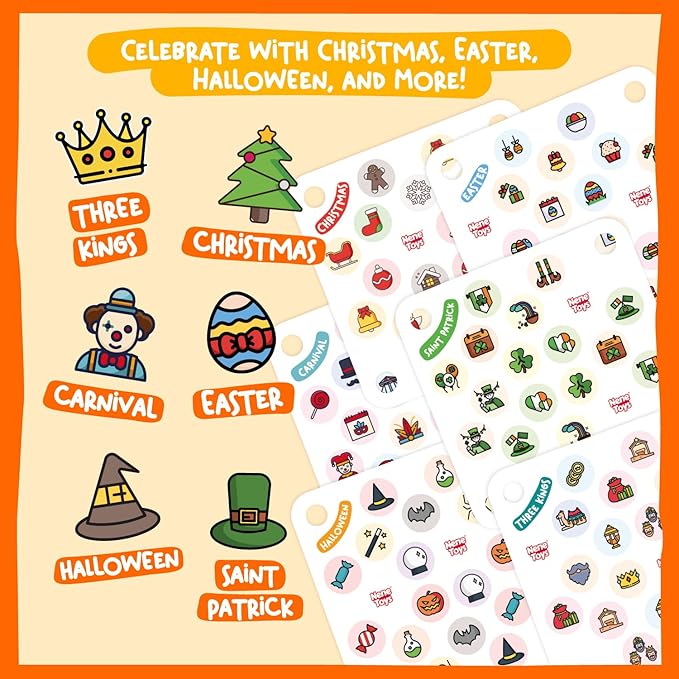 Nene Toys Festivities Memory Game Extension Set - 24 Additional Matching Cards for Christmas, Three Kings, Easter, Halloween, Carnival and More [Nene Toys Exclusive Size]