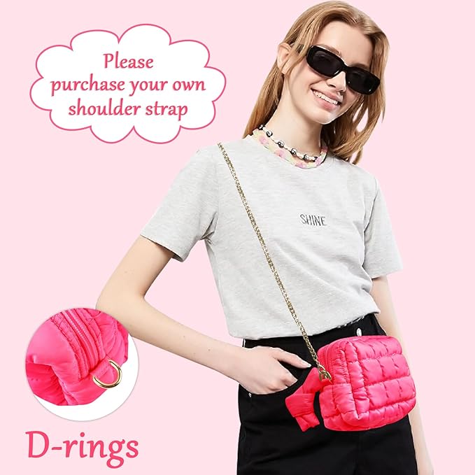 Puffer Quilted Makeup Bag Cosmetic Bags,Puffy Travel Toiletry Pouch for Women,Cute Checkered Zipper Bag Travel Essential,Portable Aesthetic Make up Organizer Bag for Gifts Work Daily(RoseRed,M)