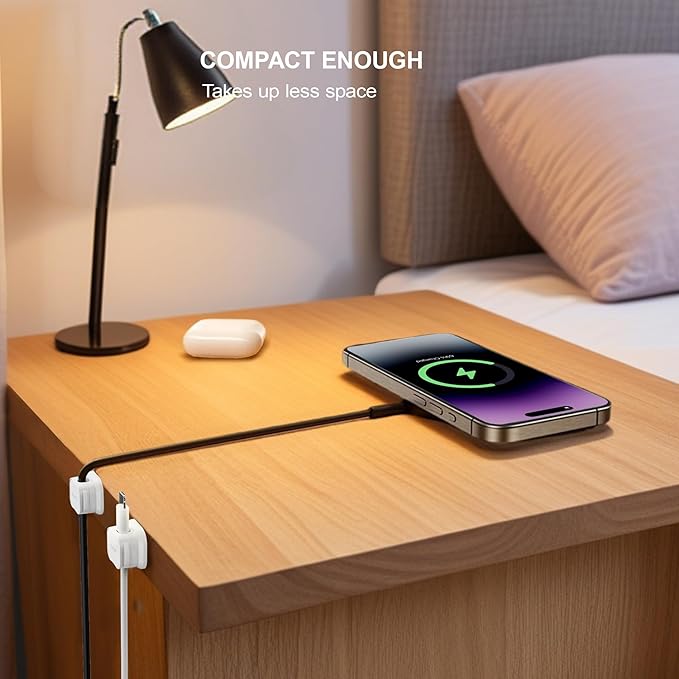 12 Pack Magnetic Cable Clip Organizer Cord Holder, Picozon Adhesive Cable Management, Wire Phone USB Charger Cable Holder, Keeper Organizer for Office Home Desktop Table - White