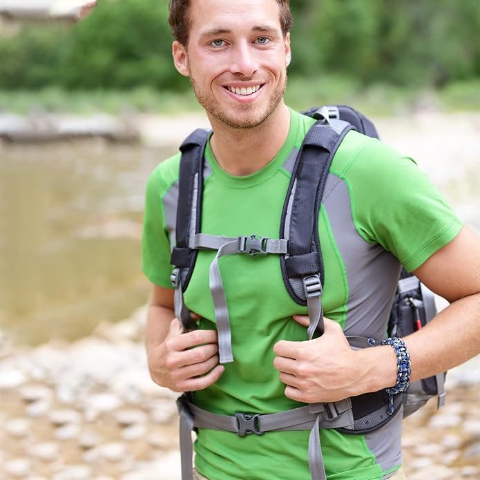 Inbagi 50 Pieces Adjustable Paracord Bracelets Bulk Friendship Bracelets Camo Parachute Survival Bracelet Braided Wristband for Women Men Camping Climbing Theme Party Favor, 6 Colors