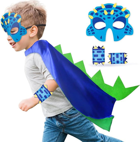 iROLEWIN Dinosaur-Costume for Kids Dragon Cape Mask as Boys Girls Dino Dress-Up Clothes for Play Toys Birthday Party Gifts