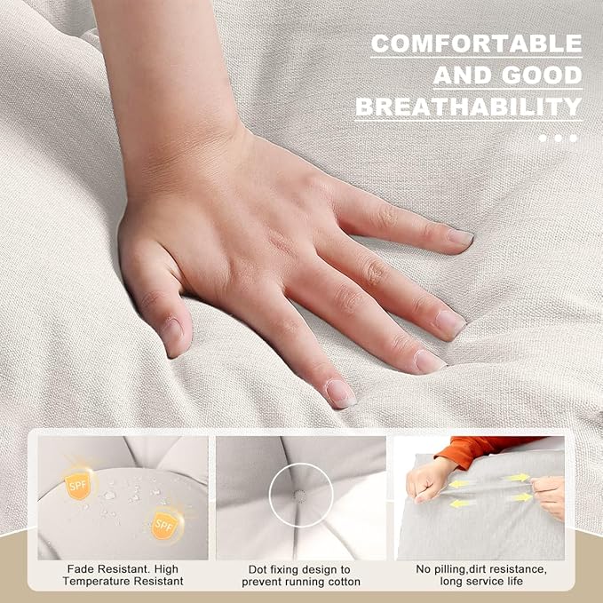 Bench Cushion 30 inches,Indoor/Outdoor Non-Slip Tufted Cushions, Premium Waterproof Linen, Soft Piano Sofa Cushions, Entryway Storage, Bay Window, High-Density Memory Foam(Light Grey-30x14x4in)