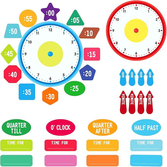 WhatSign Telling Time Bulletin Board Set Telling Time Teaching Clock for Kids 34Pcs Learning to Tell Time Clock Telling Time Clock for Classroom Teacher Must Have Bulletin Board Decorations