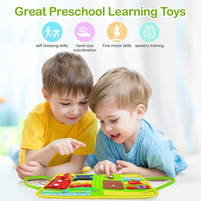 Busy Board Montessori Toys for 1 2 3 4 Years Old, Toddler Toys, Autism Sensory Toys, Preschool Learning Educational Toys Activities for Toddlers 1-3, Travel Toys Gifts for Boys Girls