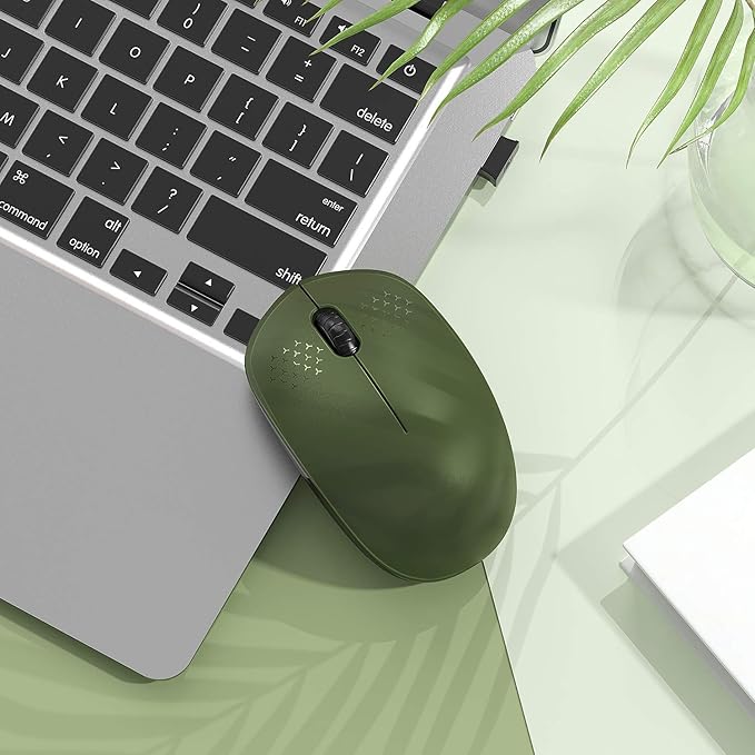 seenda Wireless Mouse, 2.4G Noiseless Mouse with USB Receiver Portable Computer Mice for PC, Tablet, Laptop, Notebook - Green & Black